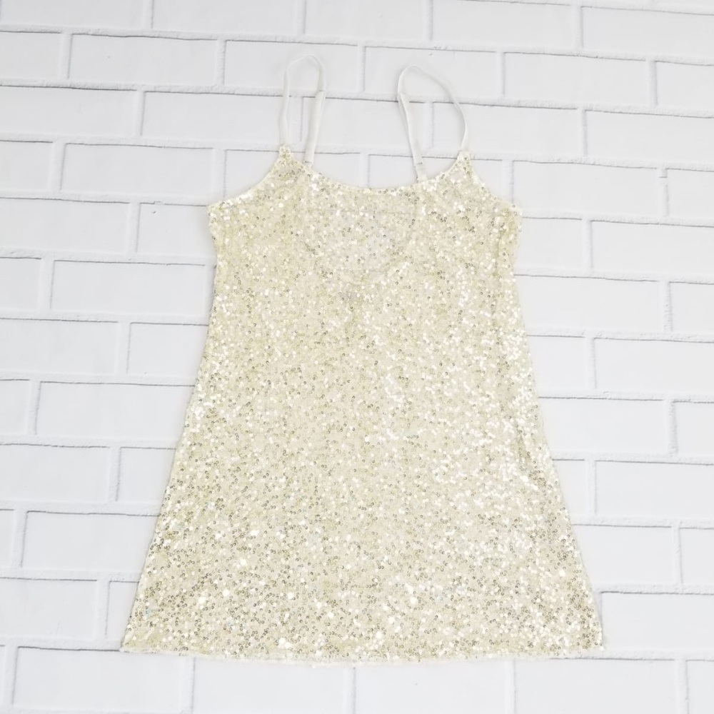 FREE PEOPLE Gold Sequin Mesh Slip Dress - Picture 3 of 7